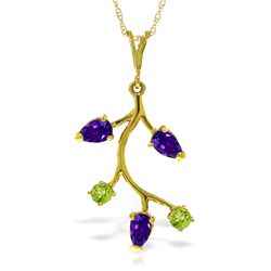 14k Solid Gold Amethyst & Peridot Necklace