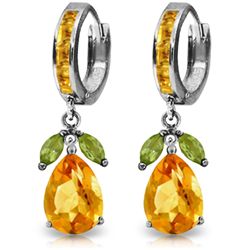 14K White Gold 12.0ct 1.3ct Citrine &1.0ct Peridot Earring