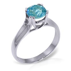 14K WHITE GOLD 1.10ct BLUE TOPAZ SOLITAIRE RING