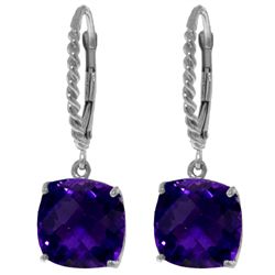 14k WG 7.20ct Cushion Shaped Amethyst Earrings