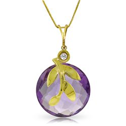 14k Solid Gold 5.30ct Amethyst & Diamond Necklace