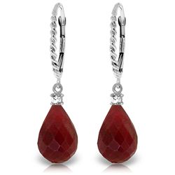 14K WG DIAMOND & 17.60ct RUBY LEVERBACK EARRING