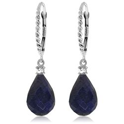 14K DIAMOND & 17.60ct SAPPHIRE LEVERBACK EARRING