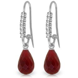 14K WG DIAMOND & 17.60ct RUBY FISH HOOK EARRING