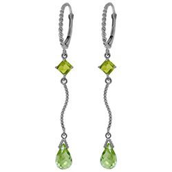 14K White Gold 2.5ct & 1.0ct Peridot Leverback Earring