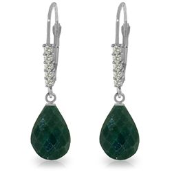 14K White Gold 17.60ct Emerald & Diamond Earring