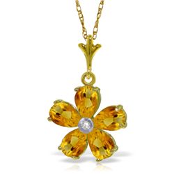 14k YG 2.20ct Citrine & Diamond Flower Necklace
