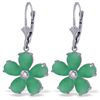 Image 1 : 14k Solid Gold 4.40ct Emerald & Diamond Earrings