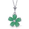 Image 1 : 14k Solid Gold 2.20ct Emerald & Diamond Necklace