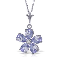 14k Solid Gold 2.20ct Tanzanite & Diamond Necklace