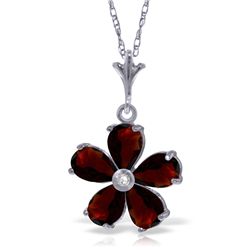 14k Solid Gold 2.20ct Garnet & Diamond Necklace