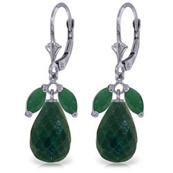 14K White Gold 17.6ct & 1.0ct Emerald Leverback Earring