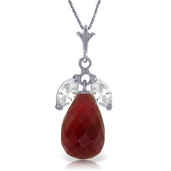 14k WG White Topaz & 8.80ct Ruby Necklace