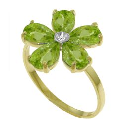 2.20ct Peridot & DIAMOND Flower Ring in 14k YG
