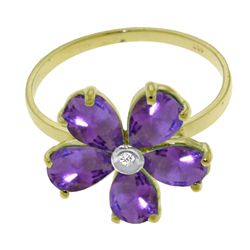 2.20ct Amethyst & DIAMOND Flower Ring in 14k YG