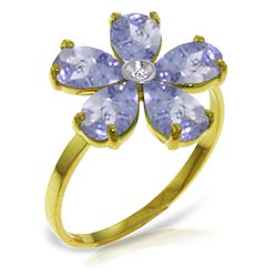 14k YG Tanzanite with Diamond Flower Ring