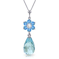 14k exquisite Blue Topaz and Diamond Flower Necklace