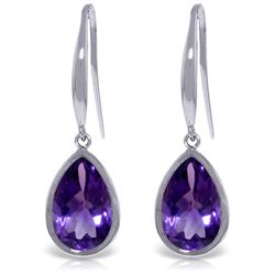 14k Gold Amethyst Teardrop Fish Hook Earrings