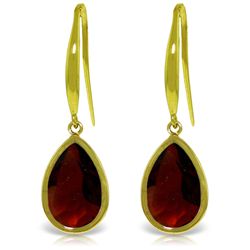 14k Gold Garnet Teardrop Fish Hook Earrings