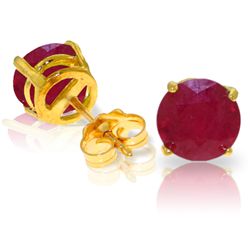 3.50ct Ruby Stud Earrings in 14k Yellow Gold
