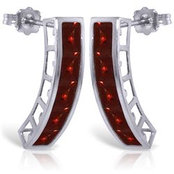 14K White Gold 4.50ct Garnet Push Back Earring