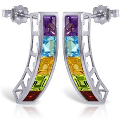 14K White Gold Multi Color Gemstone Push Back Earring