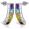 Image 1 : 14K White Gold Multi Color Gemstone Push Back Earring