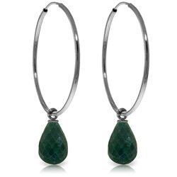 14k Gold 6.60ct Emerald Hoop Earrings