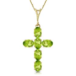 14k Yellow Gold 1.50ct Peridot Cross Necklace