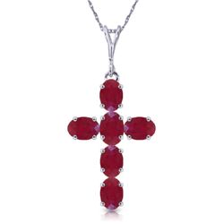14k White Gold 1.50ct Ruby Cross Necklace