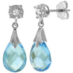 14k Gold 6.0ct Blue Topaz Earrings with Diamonds