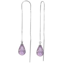 14k White Gold 4.50ct Amethyst Threaded Earrings