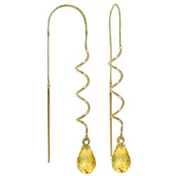 14k 3.30ct Citrine Twist Threaded Earrings