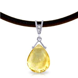 14K White Gold 6.50ct Citrine & Diamond Necklace