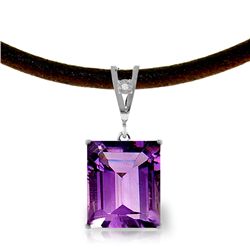 14K White Gold 6.5ct Amethyst & Diamond Necklace