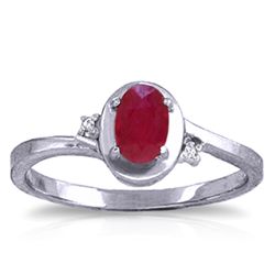 14K White Gold .50ct Oval Ruby & Diamond Ring