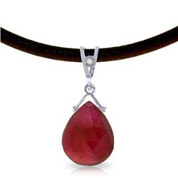 14K White Gold 8.0ct Briolette Ruby & Diamond Necklace
