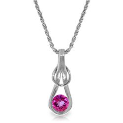 14K White Gold .65ct Round Pink Topaz Infinity Necklace