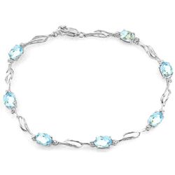 14K WG 3.38ct AQUAMARINE & .01ct DIAMOND BRACELET