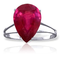 14K White Gold 5.0ct Pear Shape Ruby Ring
