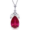 Image 1 : 14k WG 5.0ct Ruby & White Topaz Necklace