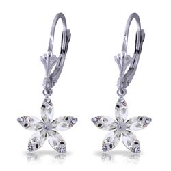 14k WG 2.80ct White Topaz Flower Earrings