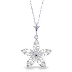 14k WG 1.40ct White Topaz Flower Necklace