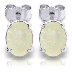 14k White Gold 0.90ct Opal Stud Earrings