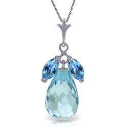 14k White Gold Blue Topaz Necklace
