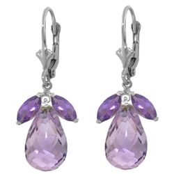 14k White Gold Amethyst Dangle Earrings