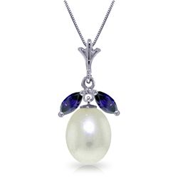 14k WG 0.50ct Sapphire & Pearl Necklace