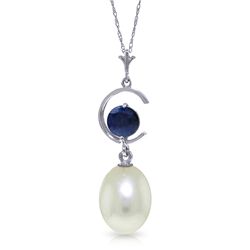 14k WG 0.50ct Sapphire & Pearl Necklace