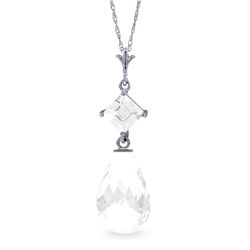 14k White Gold Necklace with White Topaz