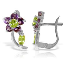 14k WG Amethyst & Peridot Flower Earrings